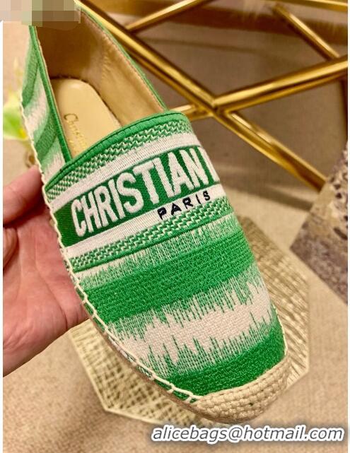 Discount Dior Granville Espadrilles in CD0916 Green D-Stripes Embroidered Cotton 2021