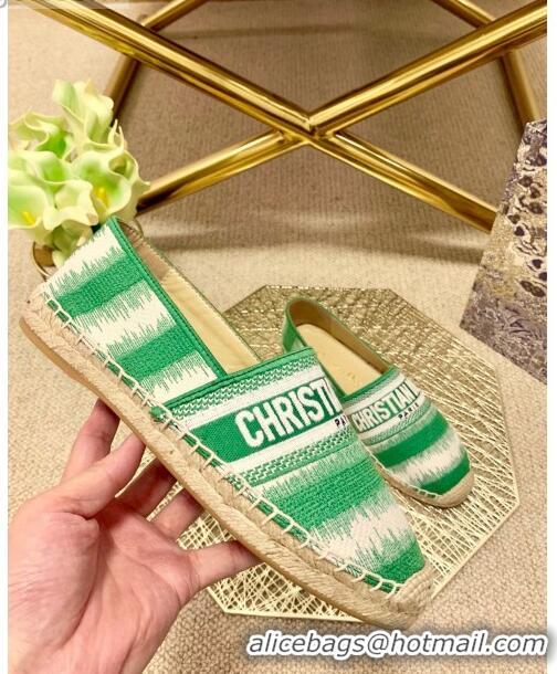 Discount Dior Granville Espadrilles in CD0916 Green D-Stripes Embroidered Cotton 2021