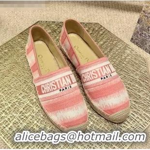 Most Popular Dior Granville Espadrilles in CD0916 Pink D-Stripes Embroidered Cotton 2021