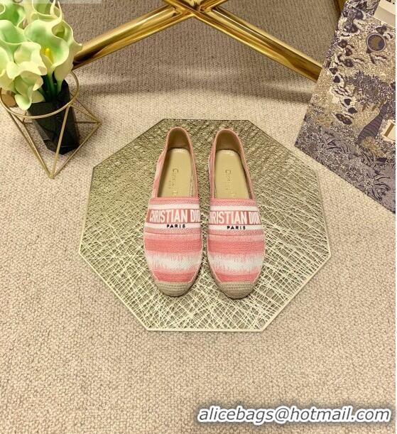 Most Popular Dior Granville Espadrilles in CD0916 Pink D-Stripes Embroidered Cotton 2021