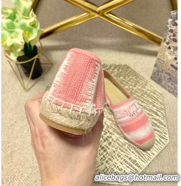 Most Popular Dior Granville Espadrilles in CD0916 Pink D-Stripes Embroidered Cotton 2021