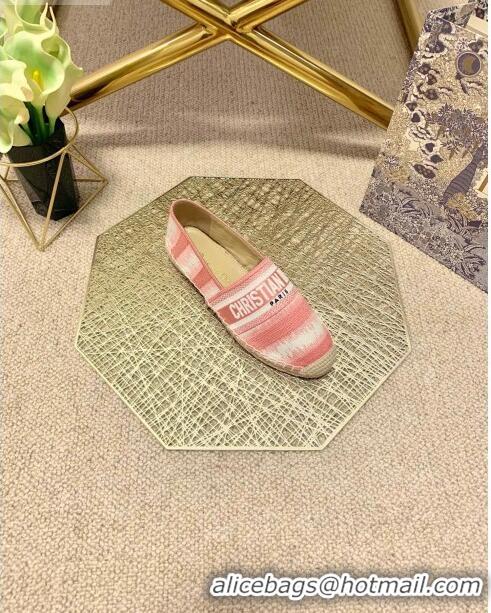 Most Popular Dior Granville Espadrilles in CD0916 Pink D-Stripes Embroidered Cotton 2021