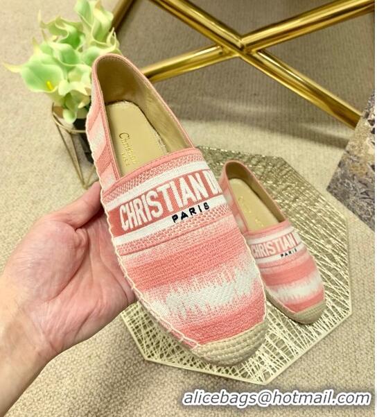 Most Popular Dior Granville Espadrilles in CD0916 Pink D-Stripes Embroidered Cotton 2021