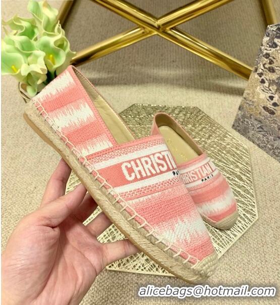 Most Popular Dior Granville Espadrilles in CD0916 Pink D-Stripes Embroidered Cotton 2021