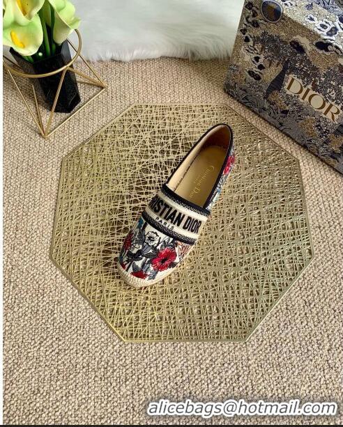 Best Cheap Dior Granville Espadrilles in CD0922 Muliticolor Mille Fleurs Embroidered Cotton 2021