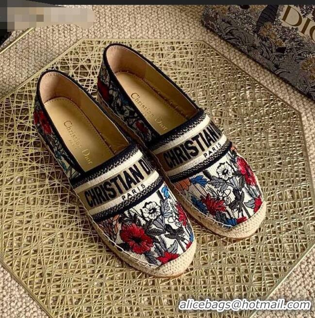 Best Cheap Dior Granville Espadrilles in CD0922 Muliticolor Mille Fleurs Embroidered Cotton 2021