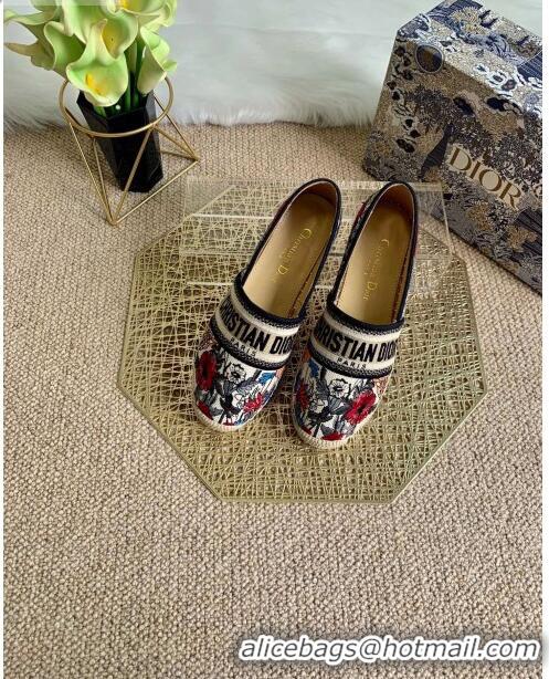 Best Cheap Dior Granville Espadrilles in CD0922 Muliticolor Mille Fleurs Embroidered Cotton 2021