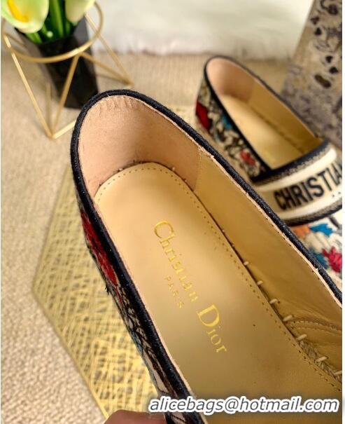 Best Cheap Dior Granville Espadrilles in CD0922 Muliticolor Mille Fleurs Embroidered Cotton 2021