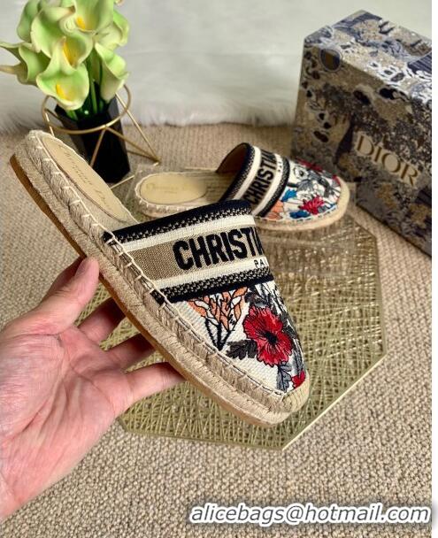 Perfect Dior Granville Espadrille Mules in CD0924 Muliticolor Mille Fleurs Embroidered Cotton 2021