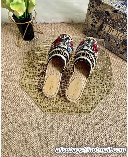 Perfect Dior Granville Espadrille Mules in CD0924 Muliticolor Mille Fleurs Embroidered Cotton 2021