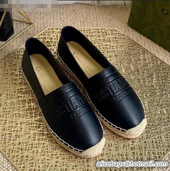 Super Quality Dior Granville Espadrilles in CD0925 Black Embossed Lambskin 2021