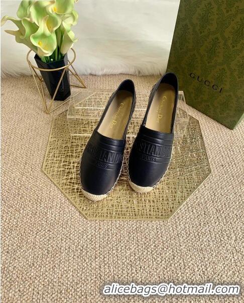 Super Quality Dior Granville Espadrilles in CD0925 Black Embossed Lambskin 2021