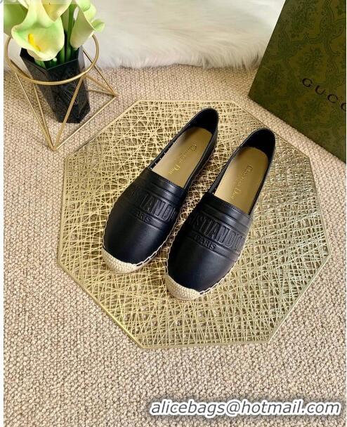 Super Quality Dior Granville Espadrilles in CD0925 Black Embossed Lambskin 2021