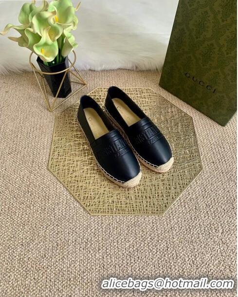 Super Quality Dior Granville Espadrilles in CD0925 Black Embossed Lambskin 2021