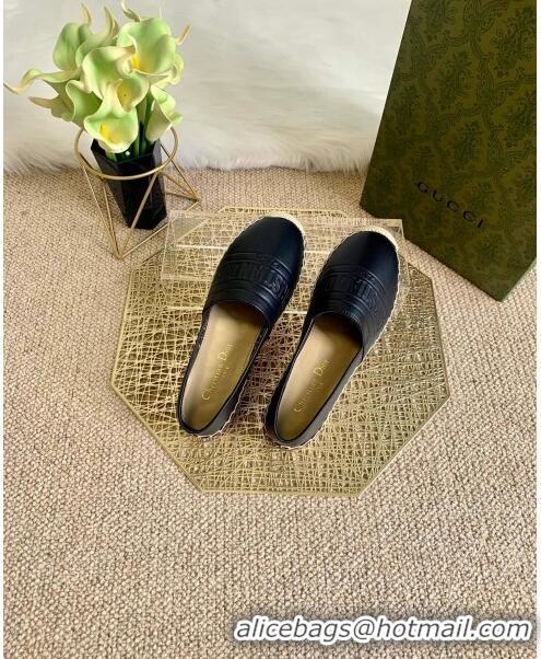 Super Quality Dior Granville Espadrilles in CD0925 Black Embossed Lambskin 2021