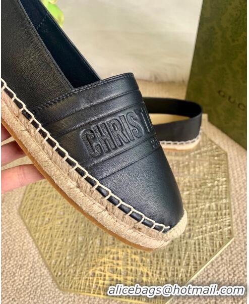 Super Quality Dior Granville Espadrilles in CD0925 Black Embossed Lambskin 2021