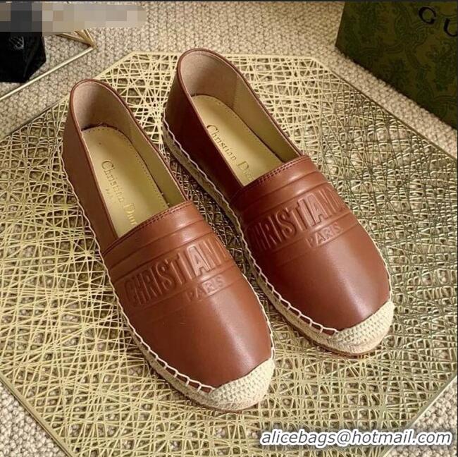 Promotional Dior Granville Espadrilles in CD0925 Dark Brown Embossed Lambskin 2021