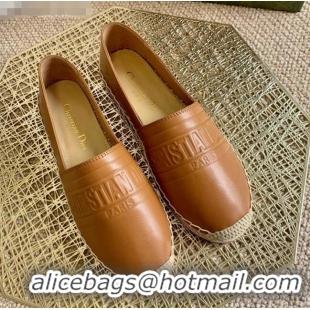 Low Cost Dior Granville Espadrilles in CD0925 Brown Embossed Lambskin 2021