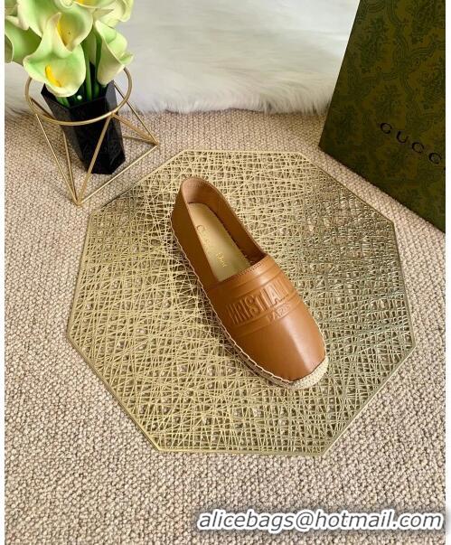 Low Cost Dior Granville Espadrilles in CD0925 Brown Embossed Lambskin 2021