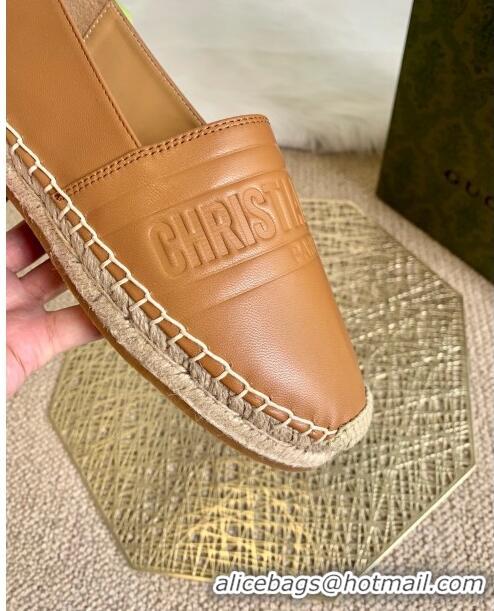 Low Cost Dior Granville Espadrilles in CD0925 Brown Embossed Lambskin 2021