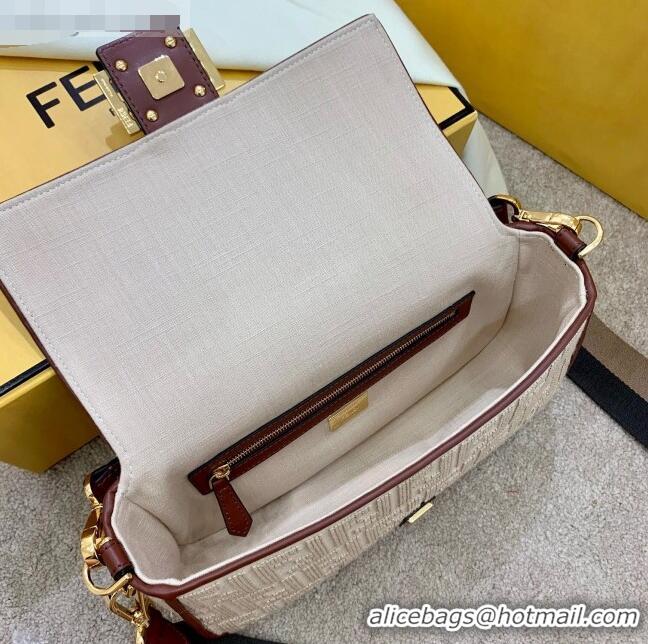 Low Cost Fendi Baguette Medium FF Embroidered Bag FD3104 Beige 2020