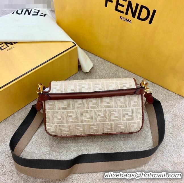 Low Cost Fendi Baguette Medium FF Embroidered Bag FD3104 Beige 2020