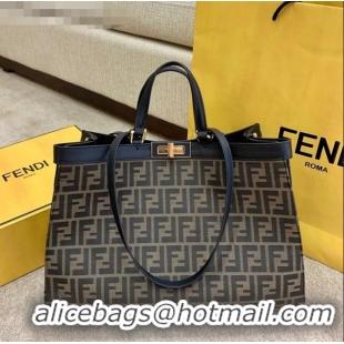 Affordable Price Fendi Peekaboo X-Tote FF Canvas Tote Bag FD1952 Brown/Black 2021