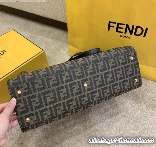 Affordable Price Fendi Peekaboo X-Tote FF Canvas Tote Bag FD1952 Brown/Black 2021