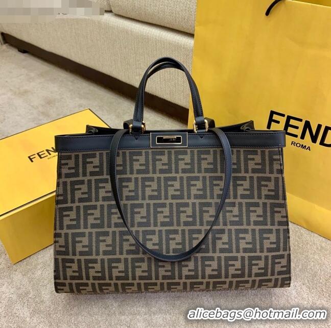 Affordable Price Fendi Peekaboo X-Tote FF Canvas Tote Bag FD1952 Brown/Black 2021