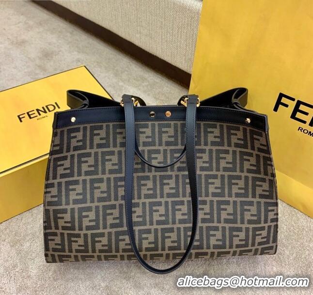 Affordable Price Fendi Peekaboo X-Tote FF Canvas Tote Bag FD1952 Brown/Black 2021