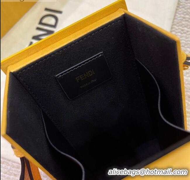 Unique Grade Fendi Wood and Leather Vertical Box Mini Bag FD1956 Yellow 2021