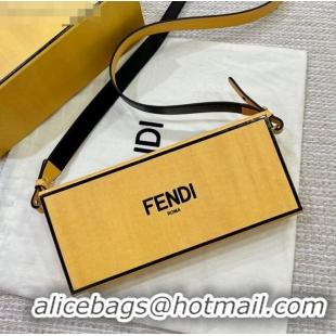 Classic Fendi Wood and Leather Horizontal Box Mini Bag FD1958 Yellow 2021