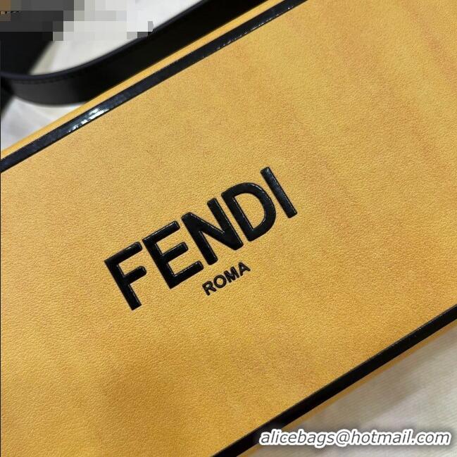 Classic Fendi Wood and Leather Horizontal Box Mini Bag FD1958 Yellow 2021