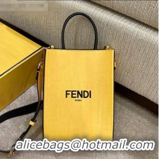 Good Product Fendi Pack Leather Small Shopping Bag FD1961 Yellow 2021