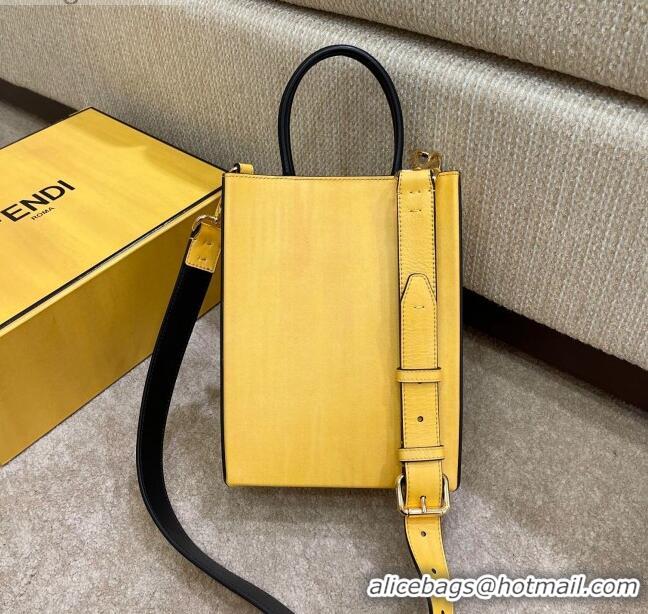 Good Product Fendi Pack Leather Small Shopping Bag FD1961 Yellow 2021