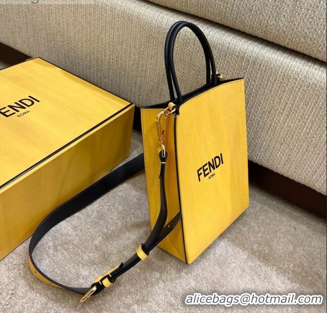 Good Product Fendi Pack Leather Small Shopping Bag FD1961 Yellow 2021