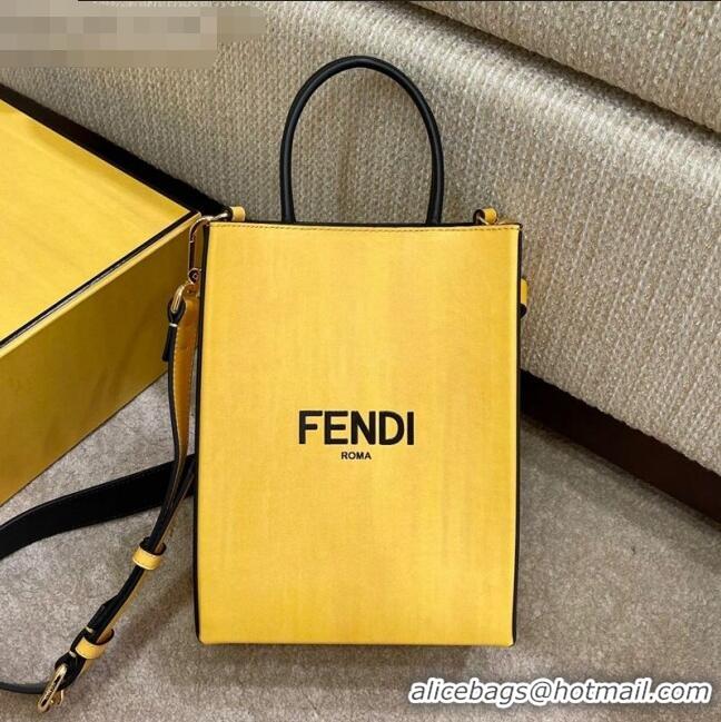 Good Product Fendi Pack Leather Small Shopping Bag FD1961 Yellow 2021