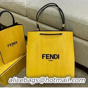 Best Price Fendi Pack Leather Medium Shopping Bag FD1962 Yellow 2021