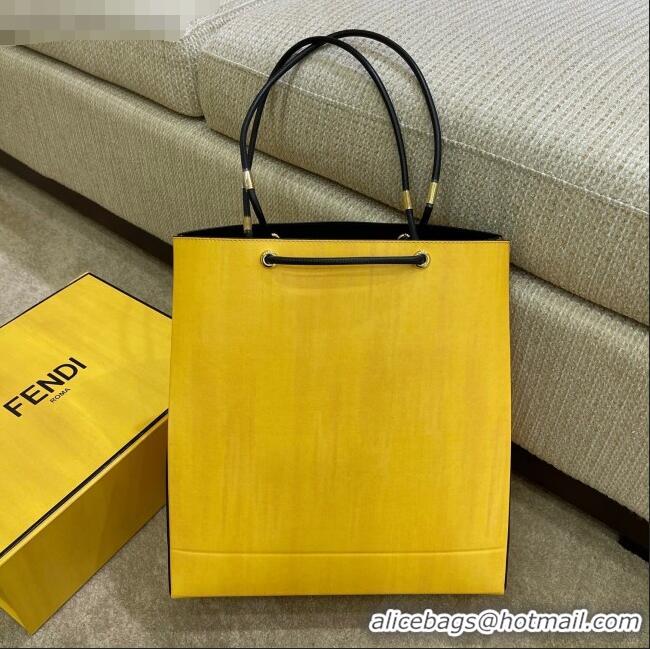 Best Price Fendi Pack Leather Medium Shopping Bag FD1962 Yellow 2021