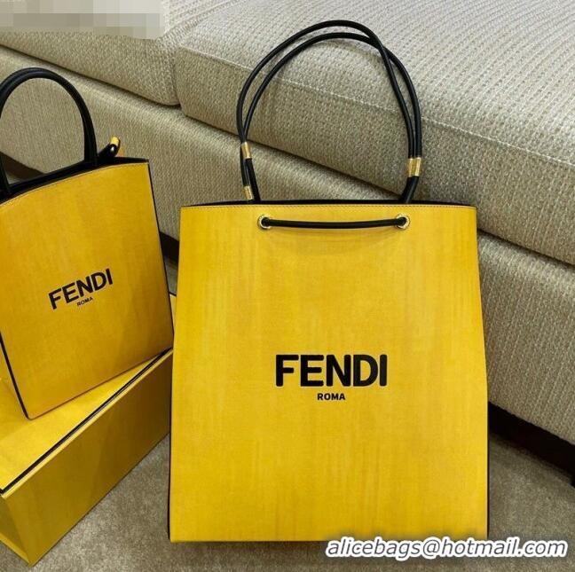 Best Price Fendi Pack Leather Medium Shopping Bag FD1962 Yellow 2021