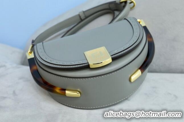 Famous Brand Fendi Moonlight Leather Round Shoulder Bag FD0320 Grey 2021