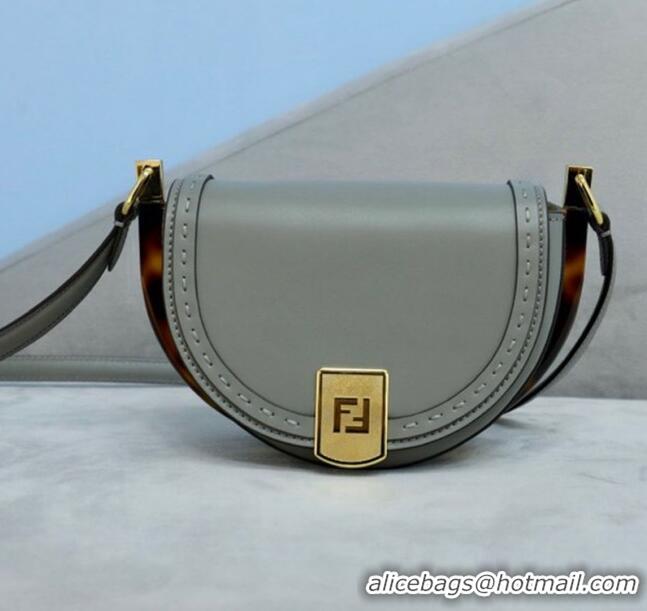 Famous Brand Fendi Moonlight Leather Round Shoulder Bag FD0320 Grey 2021