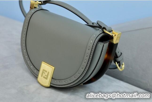 Famous Brand Fendi Moonlight Leather Round Shoulder Bag FD0320 Grey 2021