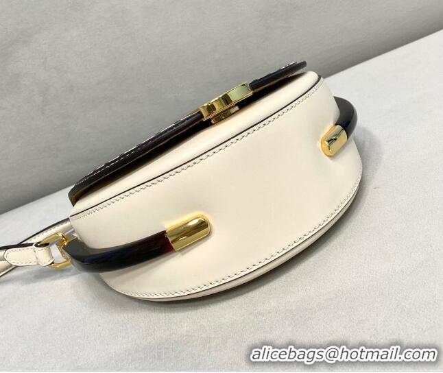 Best Price Fendi Moonlight Leather Round Shoulder Bag FD0320 White 2021