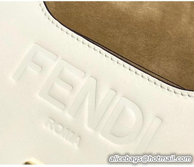 Best Price Fendi Moonlight Leather Round Shoulder Bag FD0320 White 2021