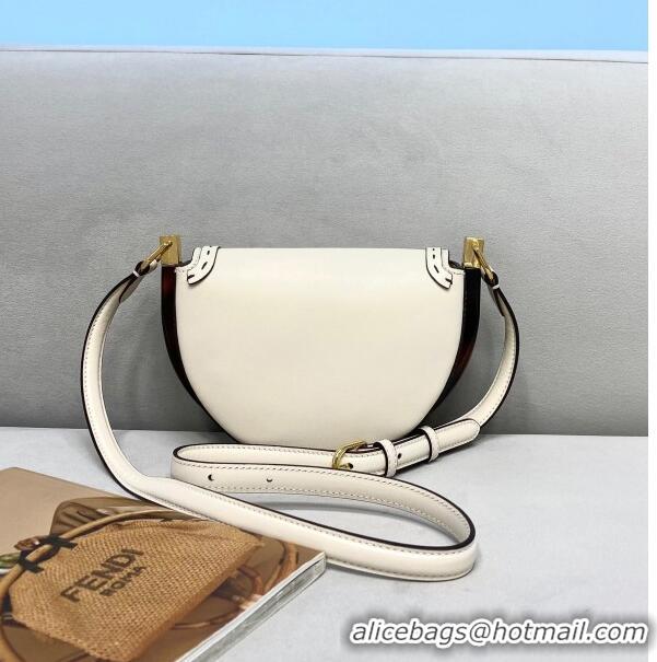 Best Price Fendi Moonlight Leather Round Shoulder Bag FD0320 White 2021