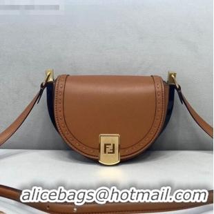 Promotional Fendi Moonlight Leather Round Shoulder Bag FD0320 Brown 2021