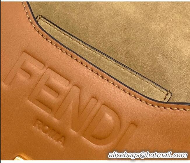 Promotional Fendi Moonlight Leather Round Shoulder Bag FD0320 Brown 2021