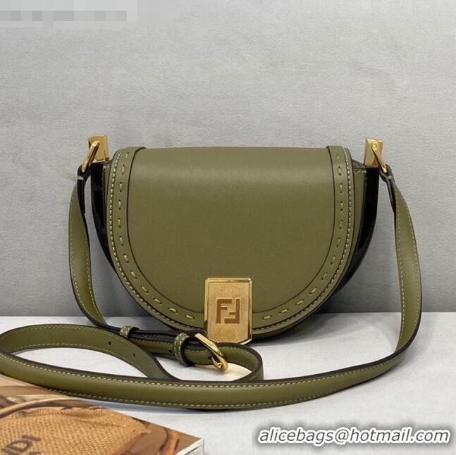 Discount Fendi Moonlight Leather Round Shoulder Bag FD0320 Green 2021