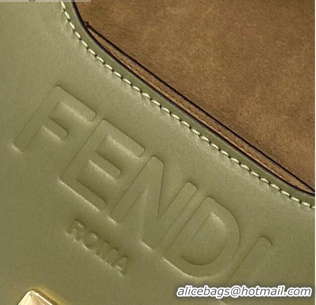 Discount Fendi Moonlight Leather Round Shoulder Bag FD0320 Green 2021